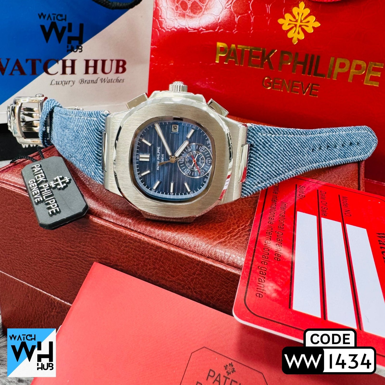 WW1434_1__14.5.jpg Patek Philippe Nautilus Automatic Denim Strap Stainless Steel European Standard Men's Watch