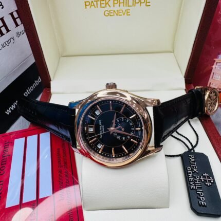 Patek Philippe 5205R Annual Calendar Complication Semi-Swiss Grade Stainless Steel Case Genuine Leather Strap Men's Watch