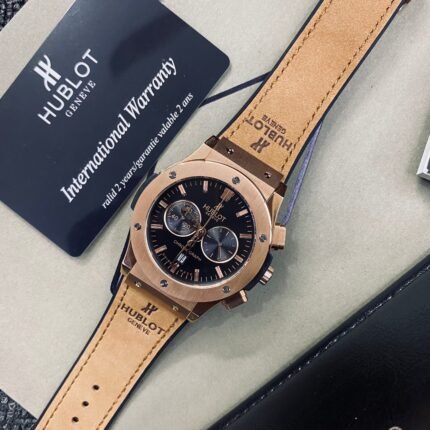 Hublot BigBang Geneve Rose Gold Stainless Steel quartz movements Brown Leather X Silicone Strap Europe Standard Watch For Men