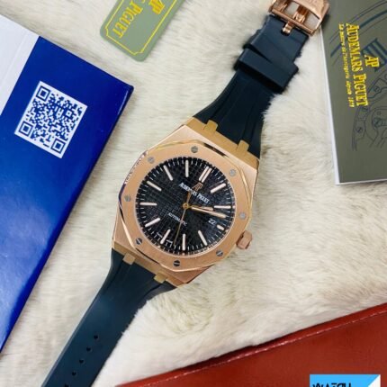 Audemars Piguet Royal Oak Quartz Rose Gold Color Silicone Strap Men’s Watch