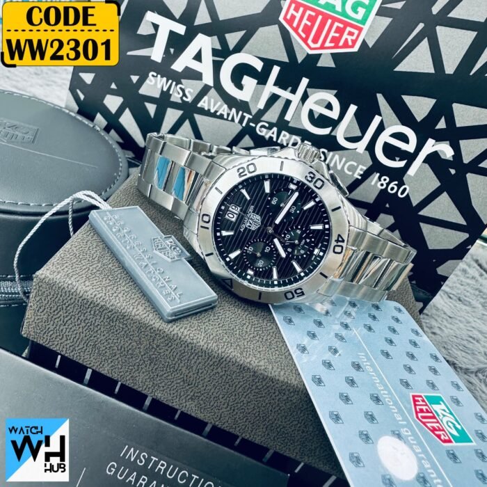 WW2301.jpg Tag Heuer Aquaracer Quartz Chronograph Men’s Stainless Steel Chain Watch