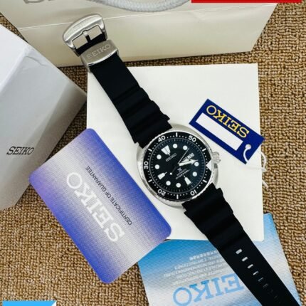 SEIKO King Turtle SRPD43 Silicone Strap Black Dial Automatic Men’s Watch