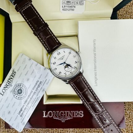 Longines Master Collection Moon-Phase Automatic Genuine Leather Strap Men’s Watch