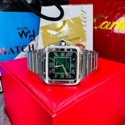 Cartier Santos "Smoky Green" Dial Automatic Stainless Steel Chain Men’s Watch
