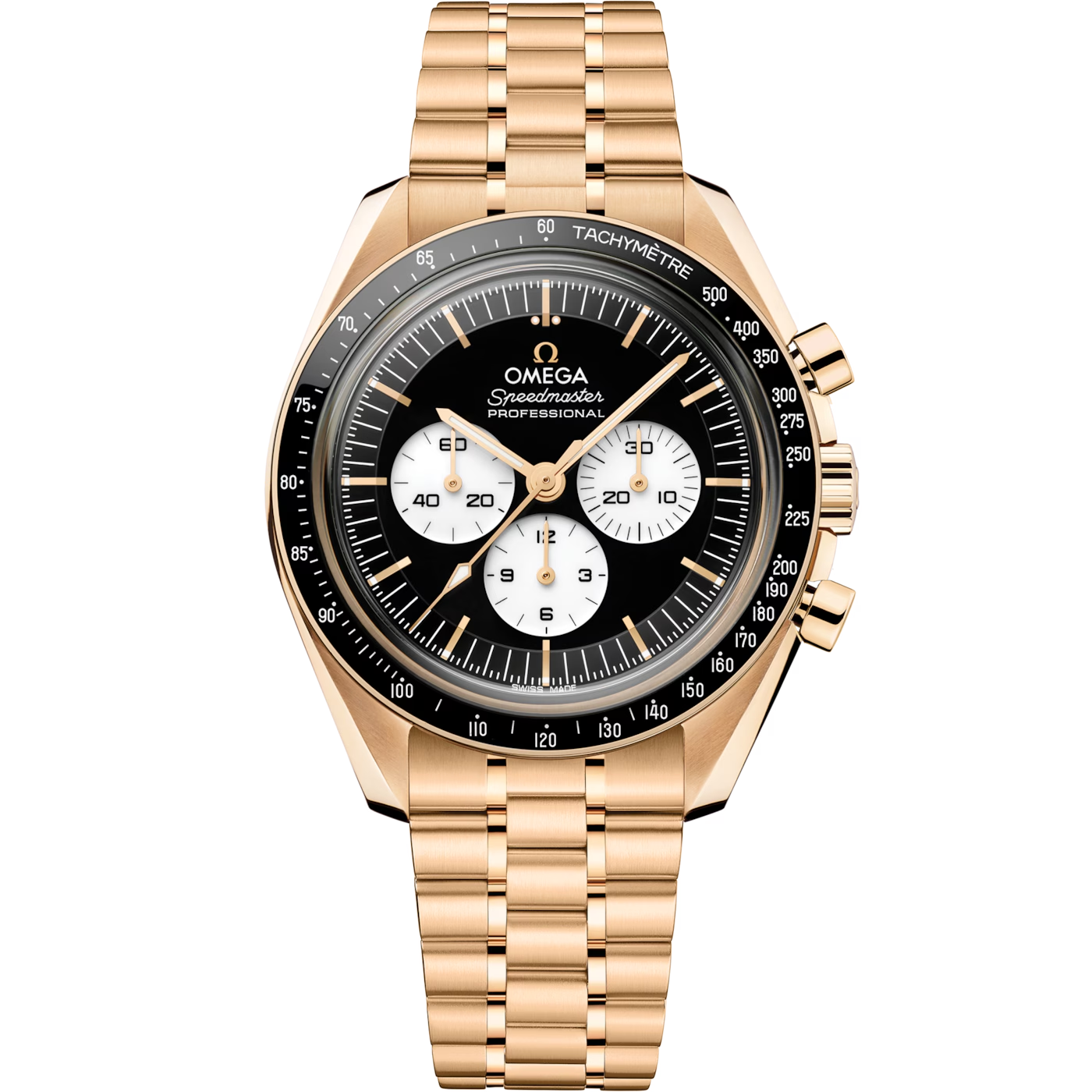 download_11.png Omega Speedmaster Reverse Panda Chronometer Automatic Golden Tone Stainless Steel Chain Men's Watch
