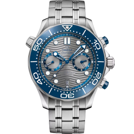 Omega Seamaster Diver 300M Chronograph Quartz Ash Dial Stainless Steel Chain Men's Watch