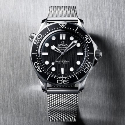 Omega Seamaster Diver 300M "Steel On Steel" Black Dial Automatic Stainless Steel Mesh Strap Men's Watch