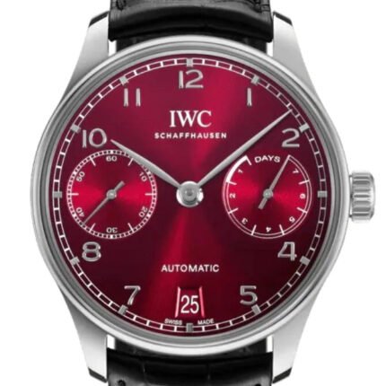 IWC “Portugieser” Chronograph Automatic Real Dial Genuine Leather Strap Men’s Watch