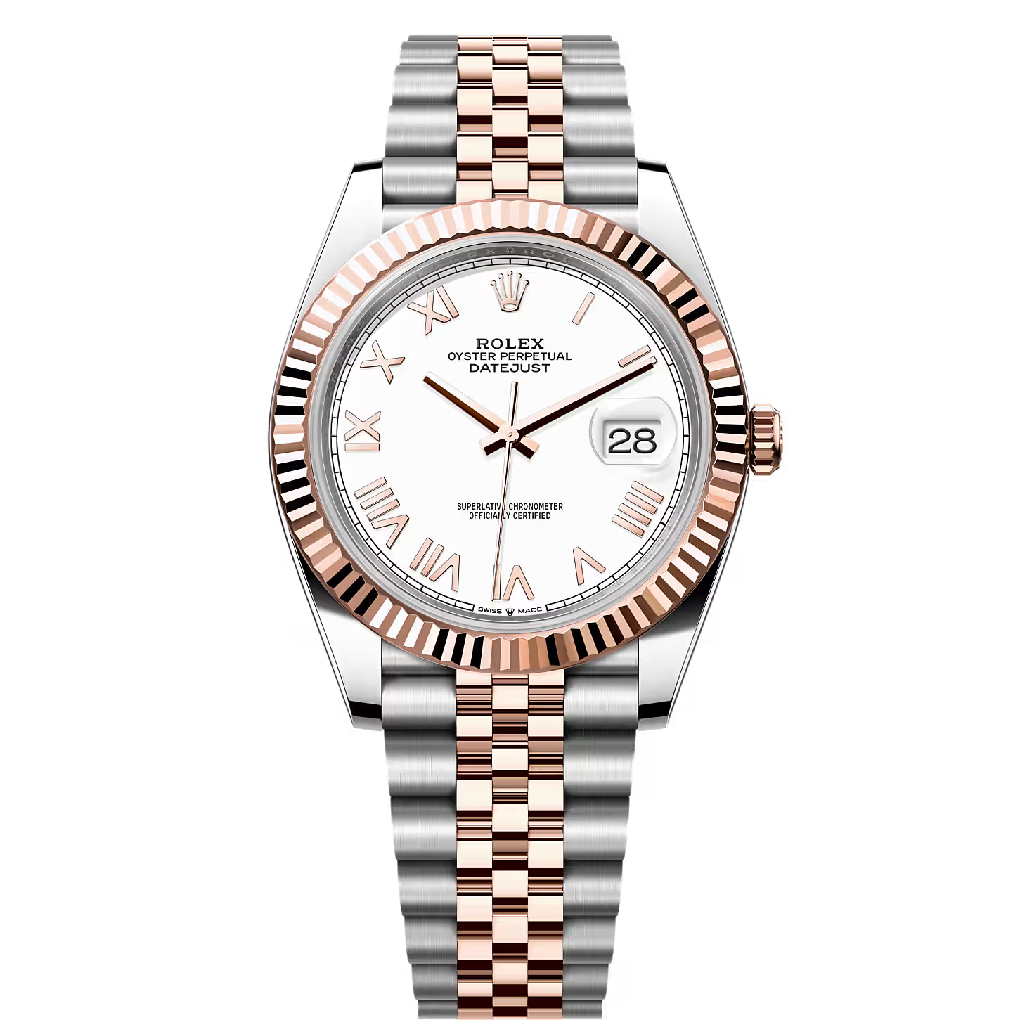 ggujgui.png Rolex Datejust Roman White Dial Automatic Stainless Steel Jubilee Chain Men’s Watch