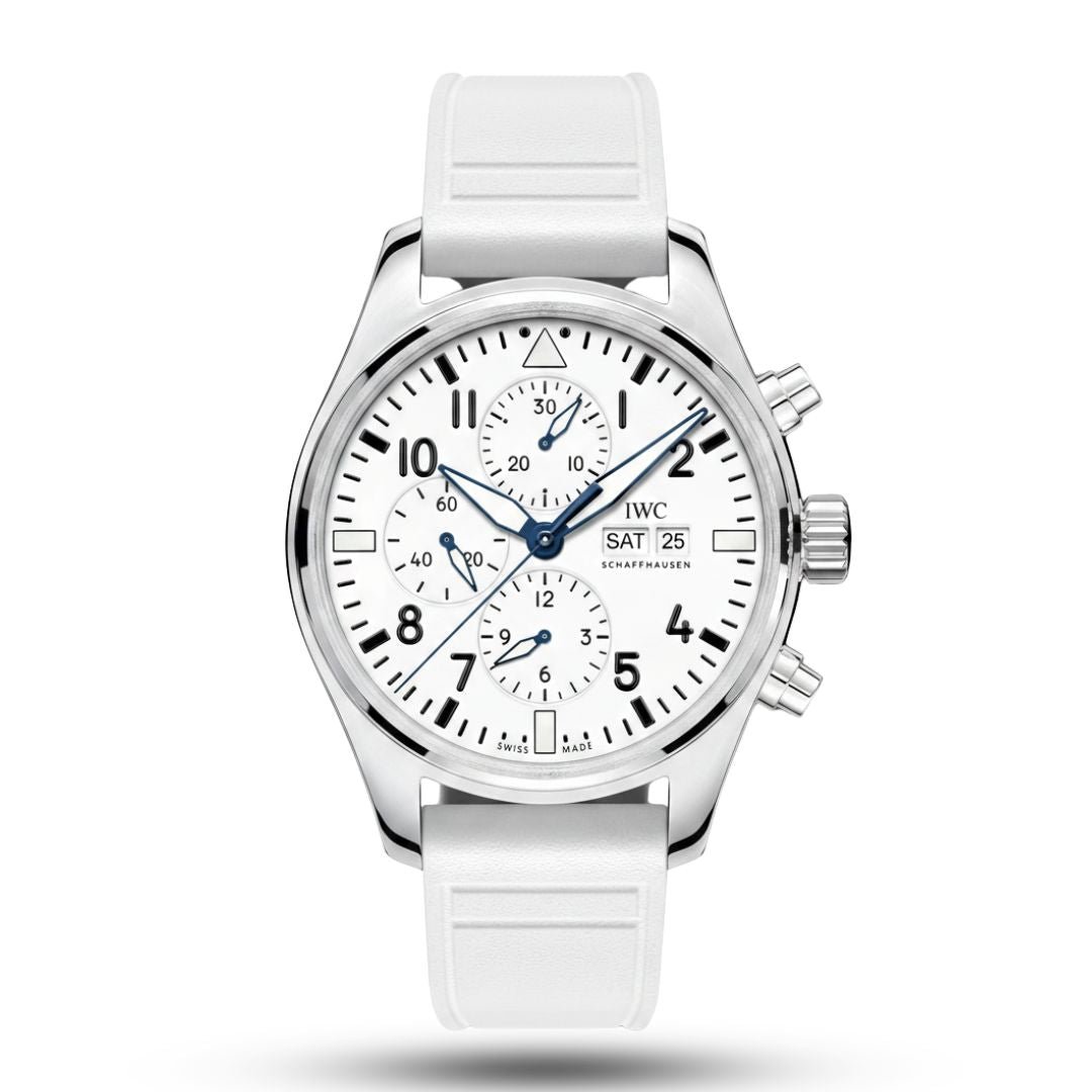 iwc_5a2488d9-be24-4681-9a97-cdce213f9703.jpg IWC Pilot’s “Le Petit Prince” Edition White Dial Automatic Stainless Steel Silicone Strap Euro Grade Men’s Watch