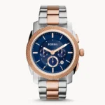 Fossil Machine Chronograph Blue Dial Two-Tone Men's Watch front view