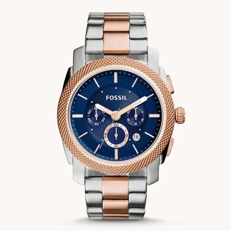 Fossil Machine Chronograph Blue Dial Two-Tone Men's Watch front view