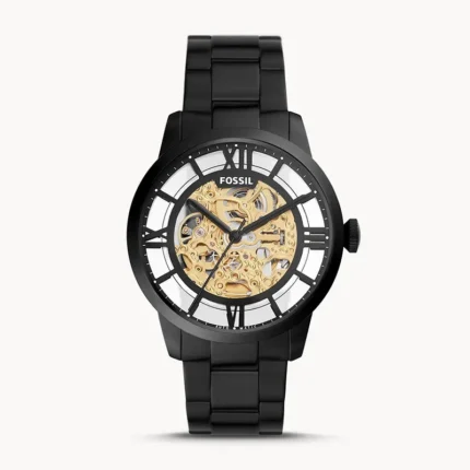 Fossil Townsman Automatic Skeleton Black Dial Men's Watch front view