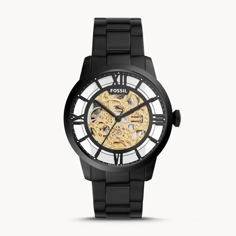 Fossil Townsman Automatic Skeleton Black Dial Men's Watch front view