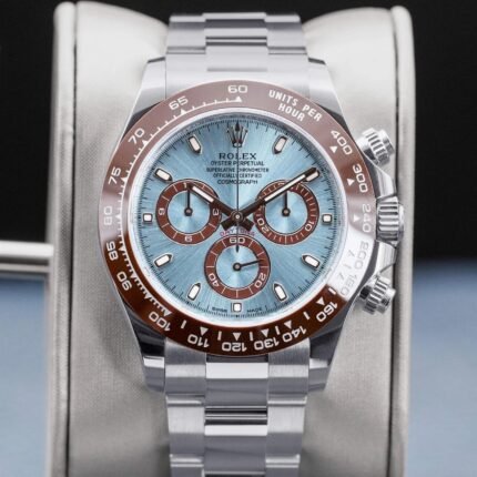 Rolex Daytona Platinum “Platona” Ice Blue Dial Automatic Stainless Steel Chain Men’s Watch