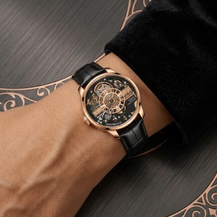 HANBORO Symphony Music Collection HAO-1030 – Black & Rose Gold Skeleton Dial Automatic Men's Watch