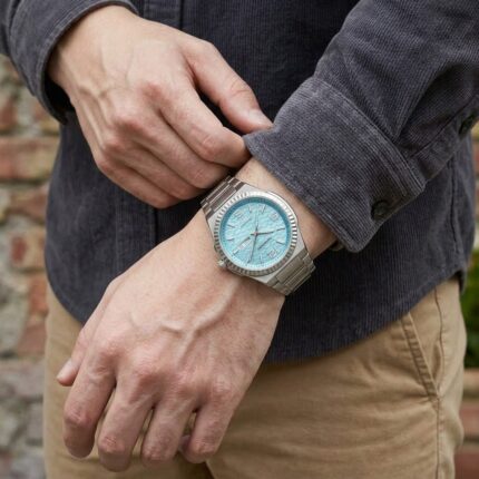 HANBORO Fluted Bezel Honeycomb Collection HAO-014-3 – Ice Blue Honeycomb Dial Automatic Men's Watch