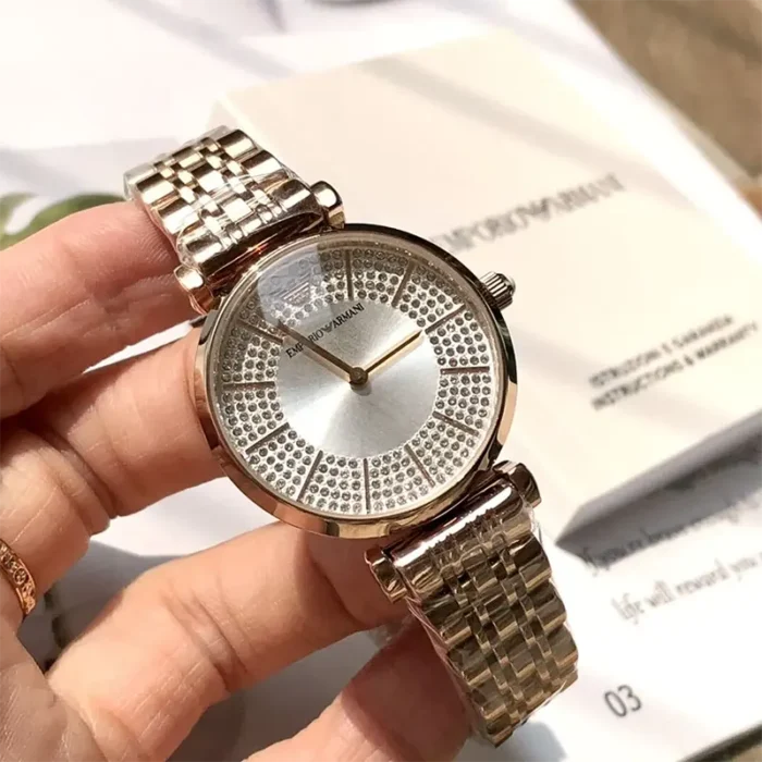 Emporio Armani Gianni T-Bar AR11446 – Silver (Sunray) Dial Quartz Women's Watch
