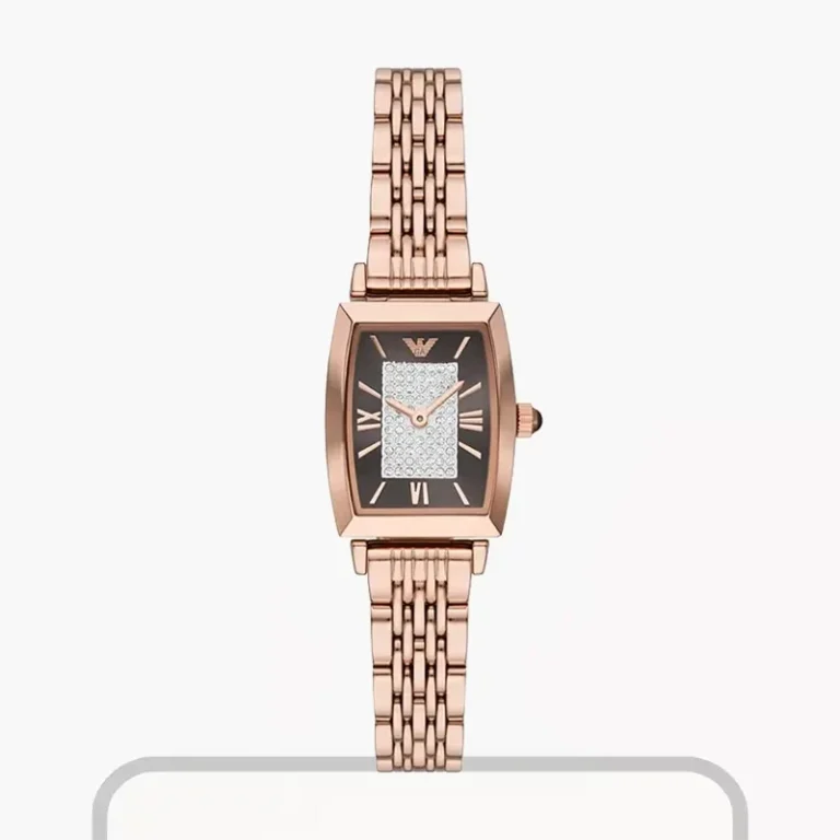 Emporio Armani AR11407 – Brown & Crystal Pave Dial Quartz Women's Watch