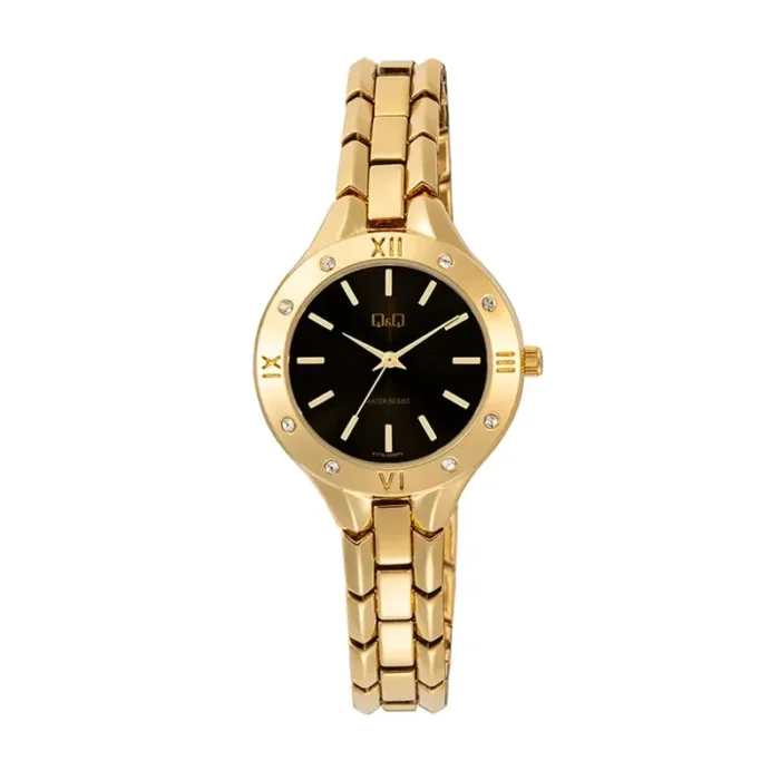 F17A-004PY_Q26Q_Gold-Tone2028129.webp Q&Q F17A-004PY – Black Dial Quartz Women's Watch