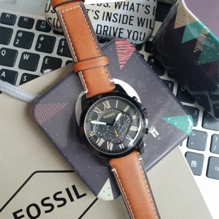Fossil FS5241 – Grant Chronograph Black Dial Leather Men's Watch