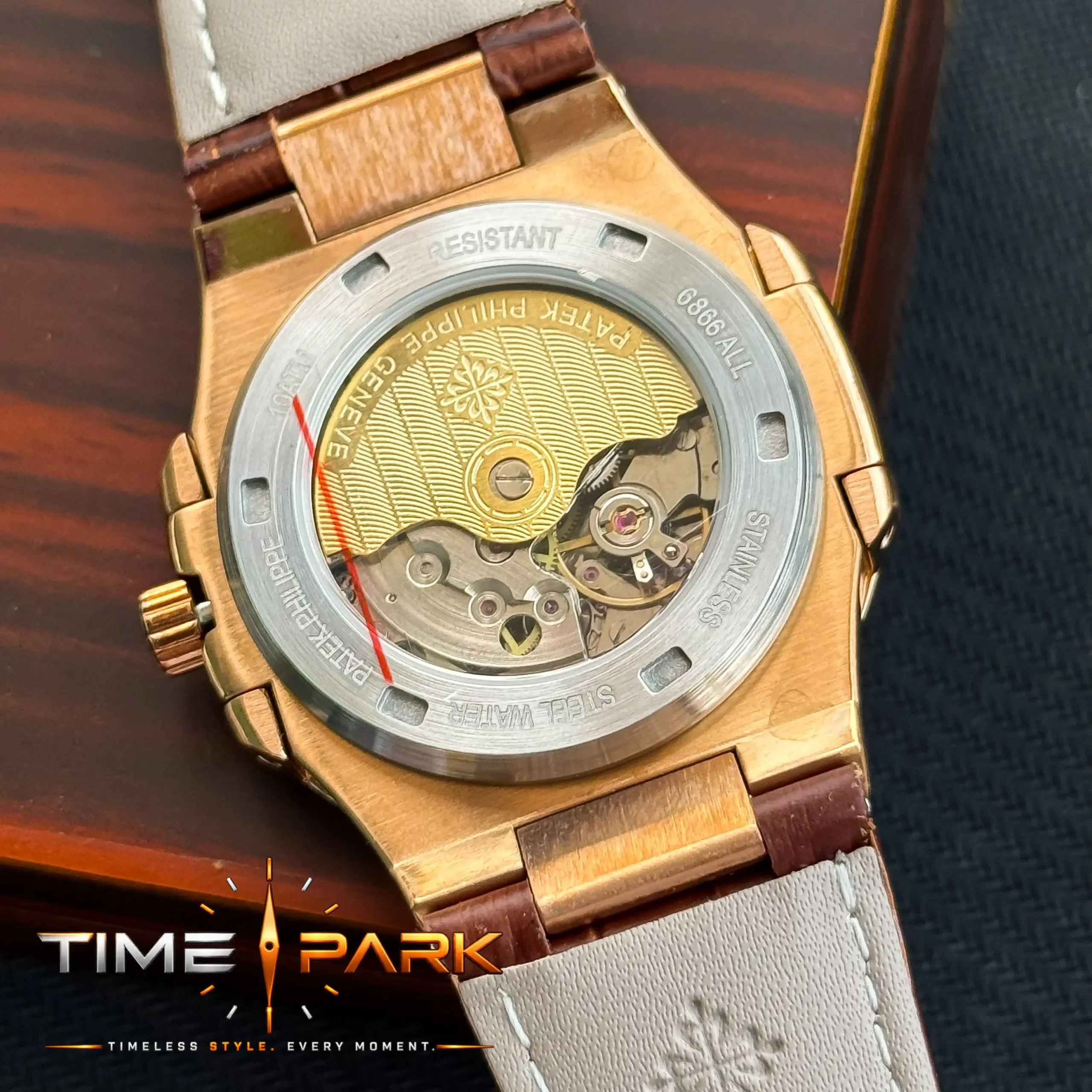 IMG_4308_result Patek Philippe — White Dial, Gold-Tone Case & Brown Strap - Image 3
