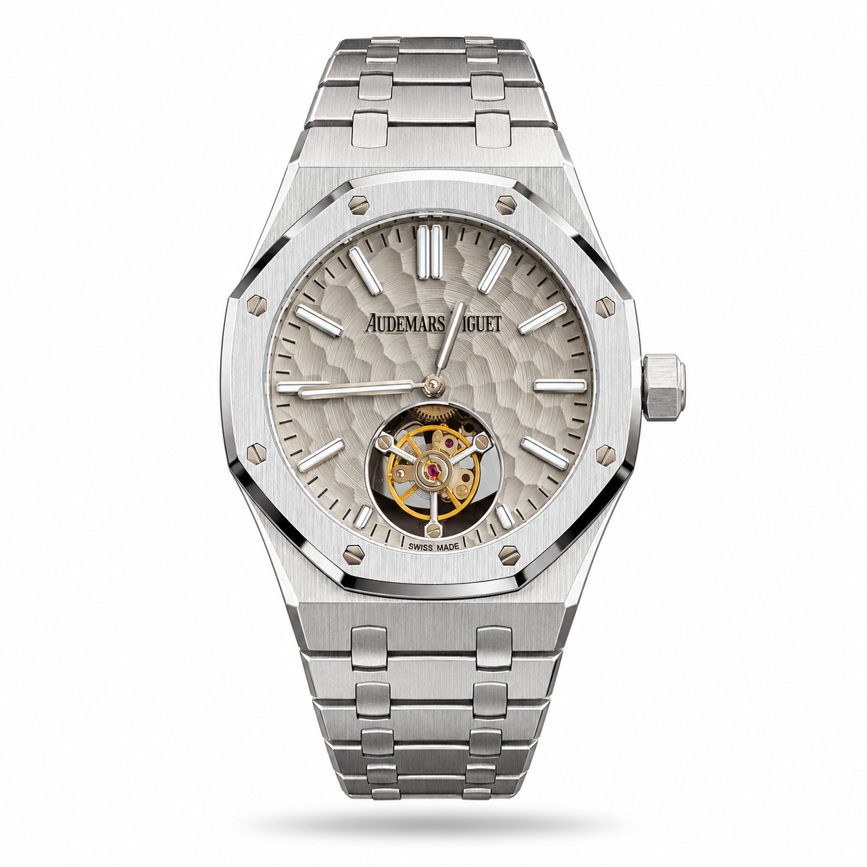 IMG_4428-hero-draft Audemars Piguet — Silver-Tone Dial & Bracelet, Open-Heart Design - Image 1