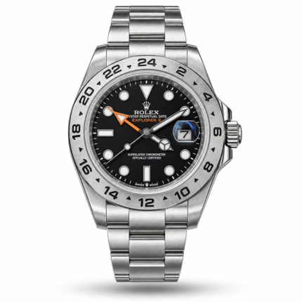 Rolex — Black Dial, Silver-Tone 24-Hour Bezel & Bracelet