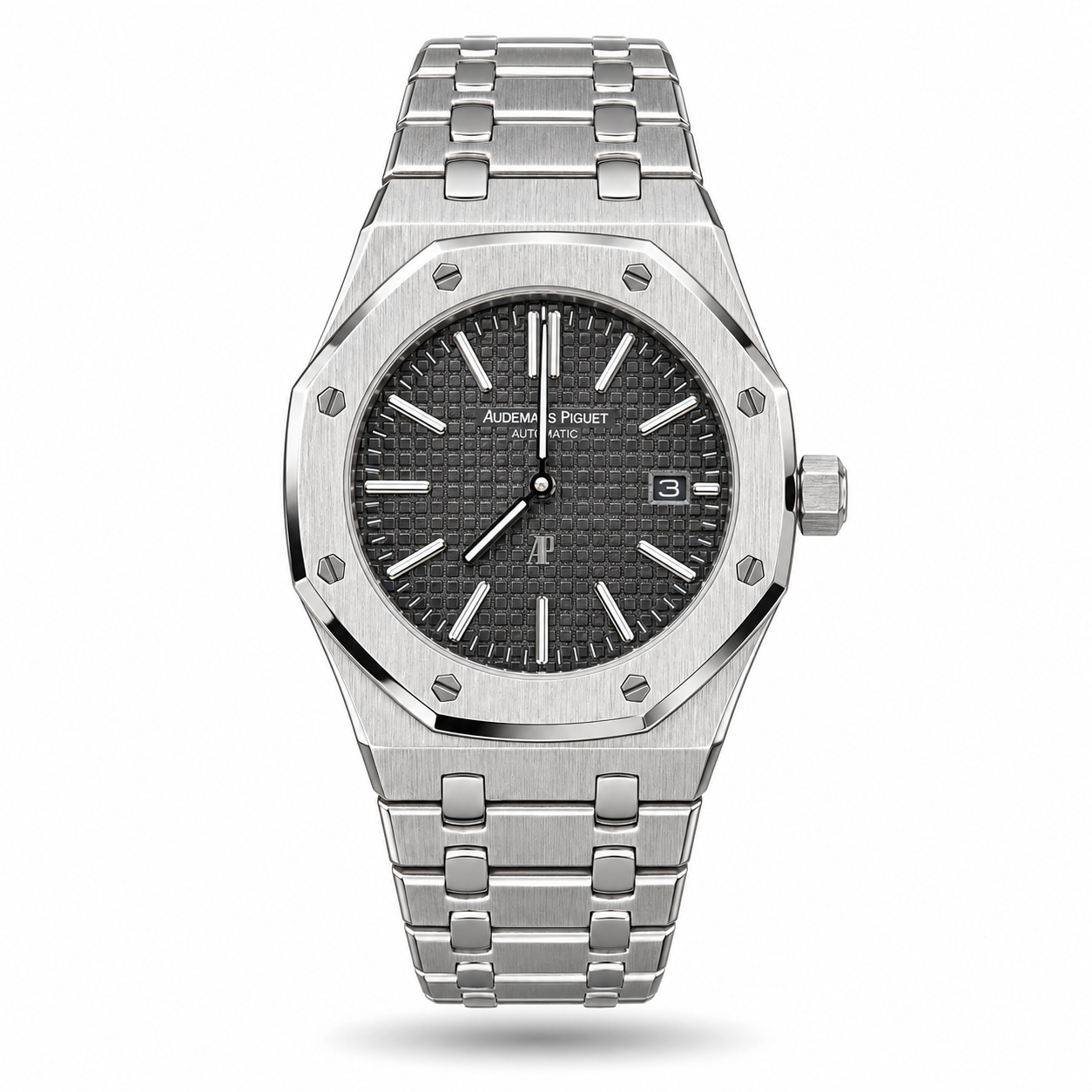 IMG_6639-hero-draft Audemars Piguet — Dark Textured Dial & Silver-Tone Bracelet - Image 1