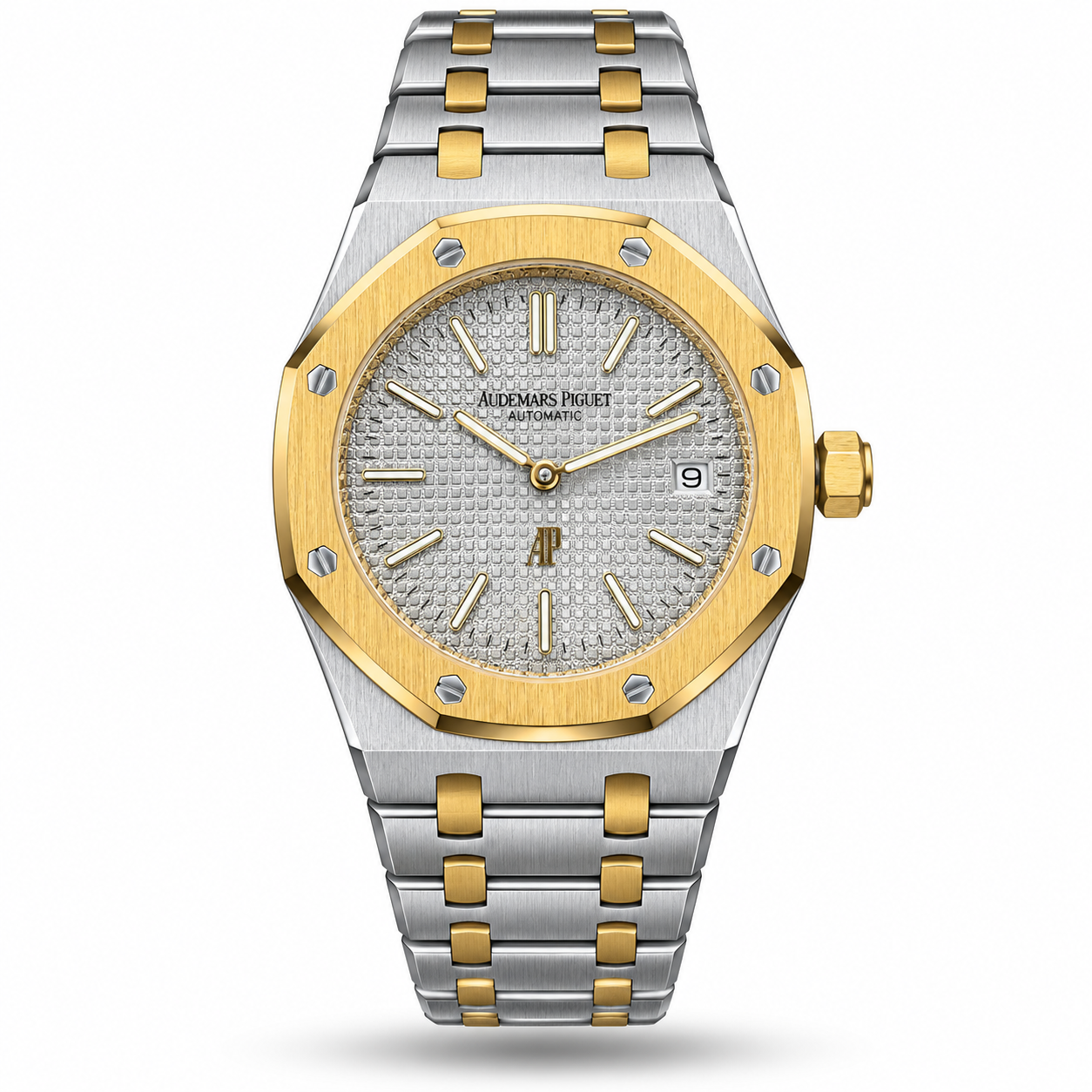 IMG_6666-hero-draft Audemars Piguet — Silver Textured Dial, Gold-Tone Bezel & Two-Tone Bracelet - Image 1