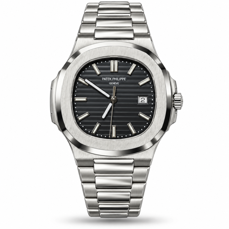 Patek Philippe — Dark Grey Ridged Dial & Silver-Tone Bracelet