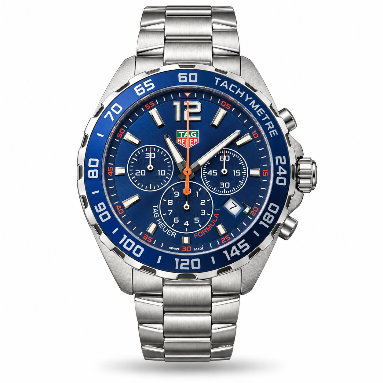 IMG_6837-hero-draft TAG Heuer — Blue Subdial Face, Orange Accents & Silver-Tone Bracelet - Image 1