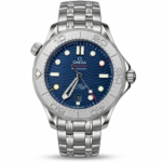 Omega — Blue Wave Dial, Silver-Tone Bezel & Bracelet