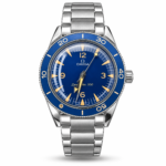 Omega — Blue Dial, Blue Bezel & Silver-Tone Bracelet