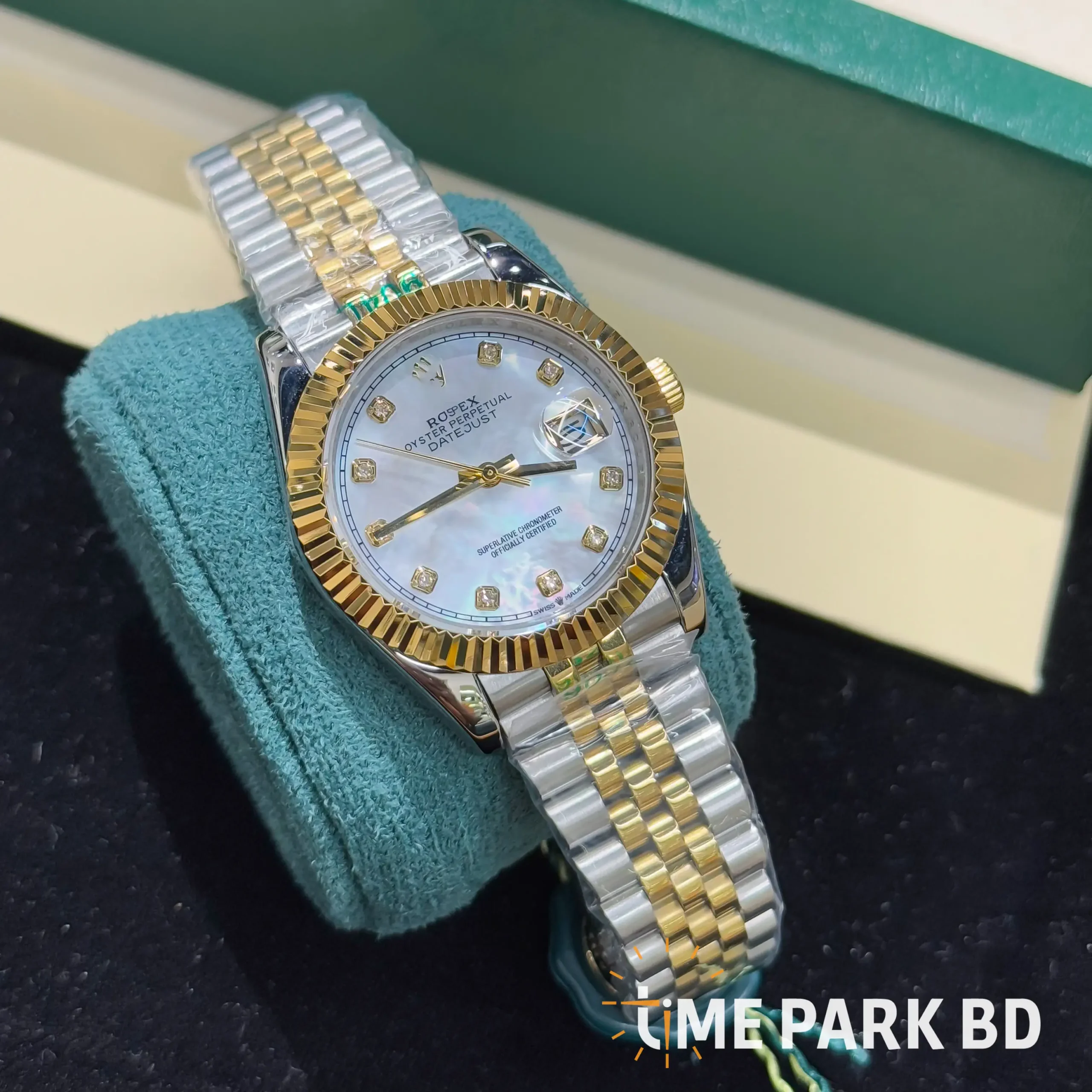 IMG_7688_result Rolex — White Dial, Gold-Tone Stone-Style Markers & Two-Tone Bracelet (U1) - Image 2
