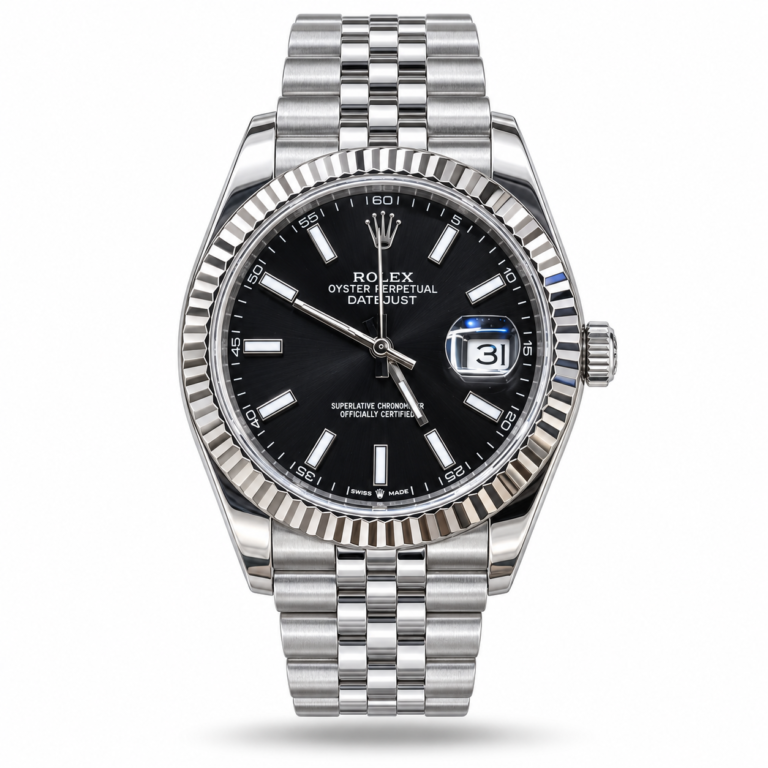 Rolex — Black Dial & Silver-Tone Jubilee-Style Bracelet (U1 Factory )