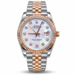 Rolex — Pale Dial, Stone-Style Markers & Rose-Gold/Silver-Tone Bracelet
