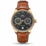 IWC — Dark Dual-Subdial Face, Gold-Tone Case & Brown Strap