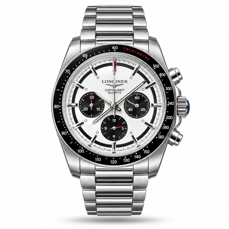 Longines — White Dial, Dark Subdials & Silver-Tone Bracelet