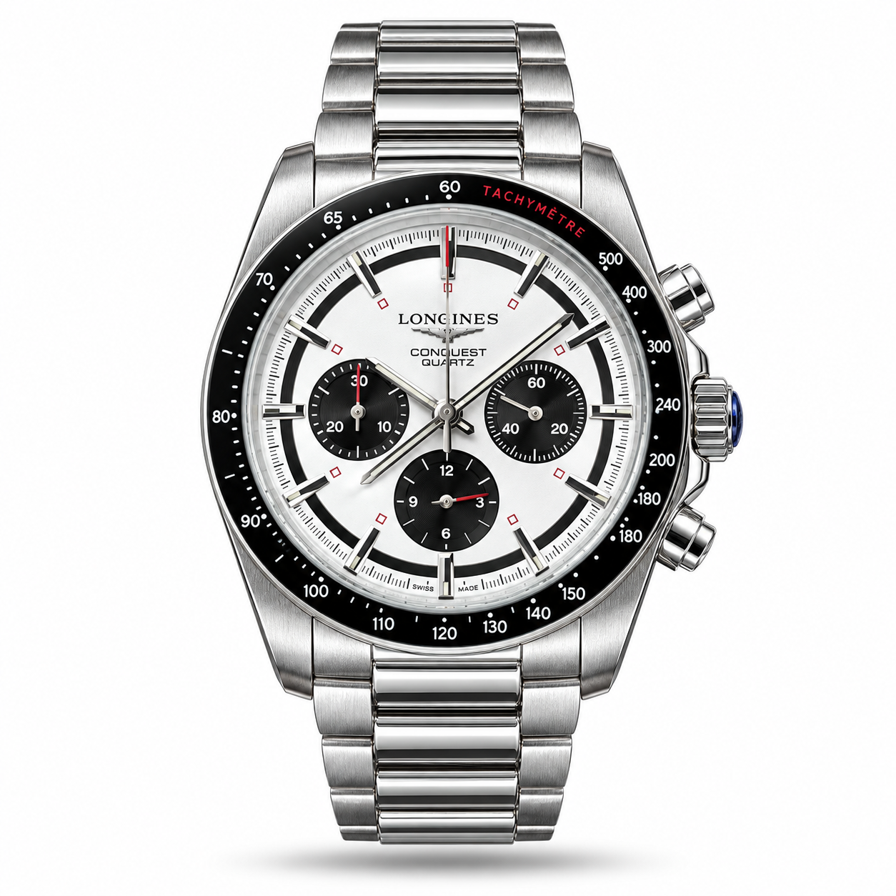 IMG_8226-hero-draft Longines — White Dial, Dark Subdials & Silver-Tone Bracelet - Image 1