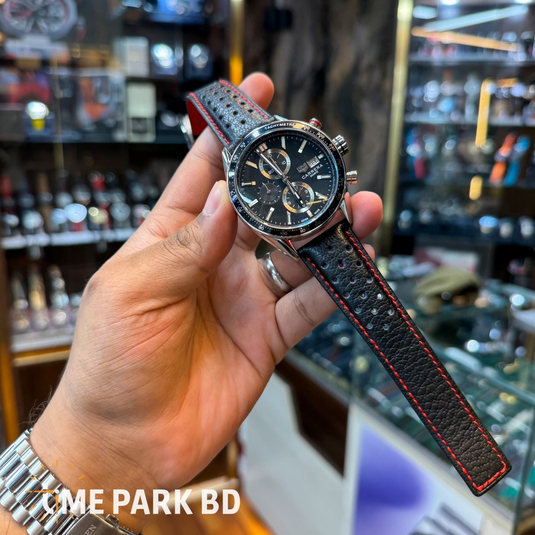 IMG_8301_1050x1050 Tag Heuer — Black Subdial Face & Black Strap with Red Stitching - Image 2