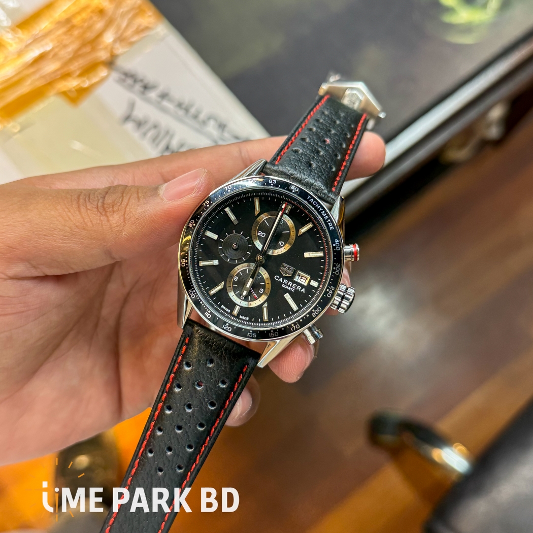IMG_8308_1050x1050 Tag Heuer — Black Subdial Face & Black Strap with Red Stitching - Image 3