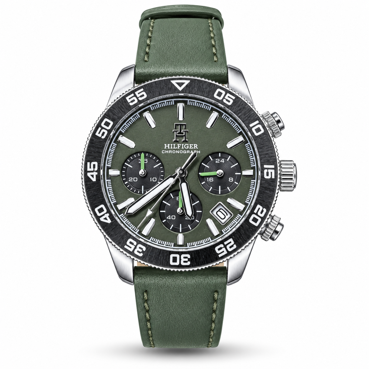 IMG_8535-hero-draft Tommy Hilfiger TH85 1792188 Chronograph Watch – Green Dial & Leather Strap - Image 1