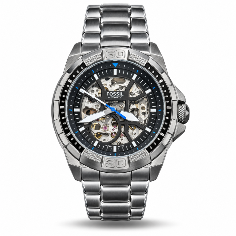 Fossil Bronson ME3218 Automatic Skeleton Watch – Smoke Stainless Steel