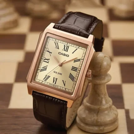 Casio MTP-B190RGL-9BVDF – Vintage-Inspired Rose Gold Ion-Plated  - MTP-B190RGL-9BV Men's Watch
