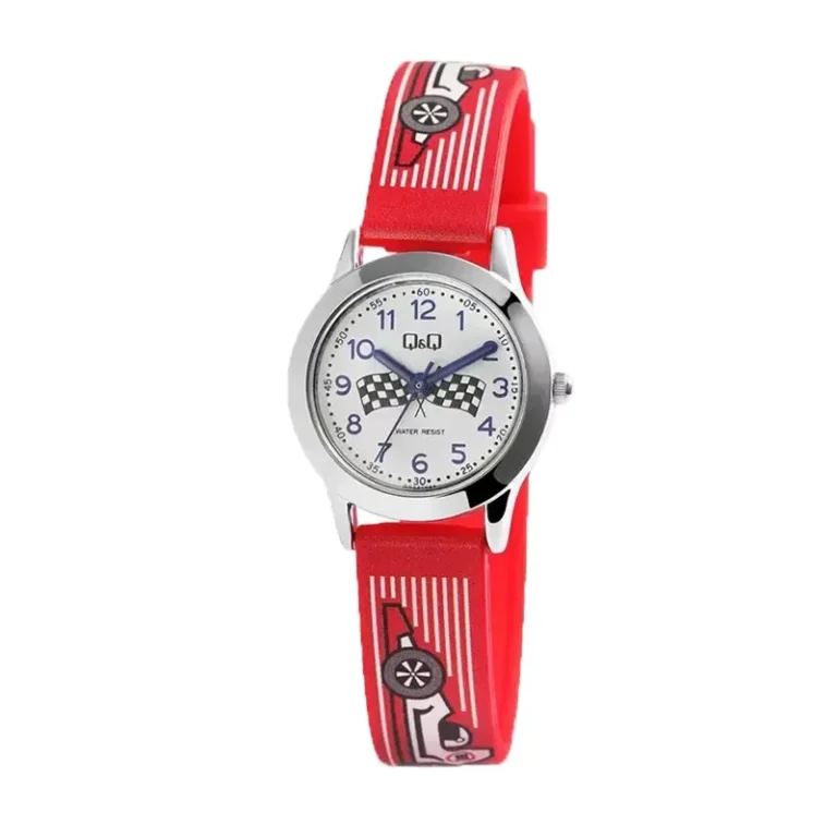 Q&Q QC29J334Y – Quartz White Dial Resin Red Strap Women's Watch
