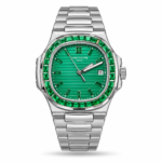 Patek Philippe — Green Dial, Green Stone-Style Bezel & Silver-Tone Bracelet