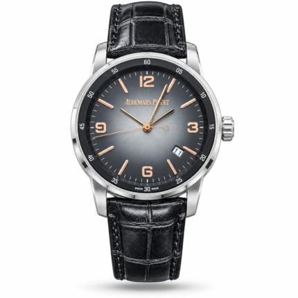 Audemars Piguet — Grey Gradient Dial, Round Silver-Tone Case & Black Strap