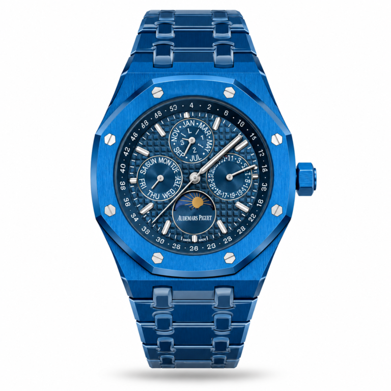 Audemars Piguet — Dark Calendar-Style Face, Blue Case & Blue Bracelet ( Master Grade )