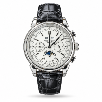 Patek Philippe — White Calendar-Style Subdial Face & Black Strap